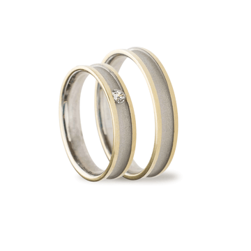 Βέρες Σετ Λευκόχρυσες Χρυσές Λουστράτες με Αμμοβολή και Ζιργκόν MASCHIO FEMMINA TMF-20 - themelidisjewels